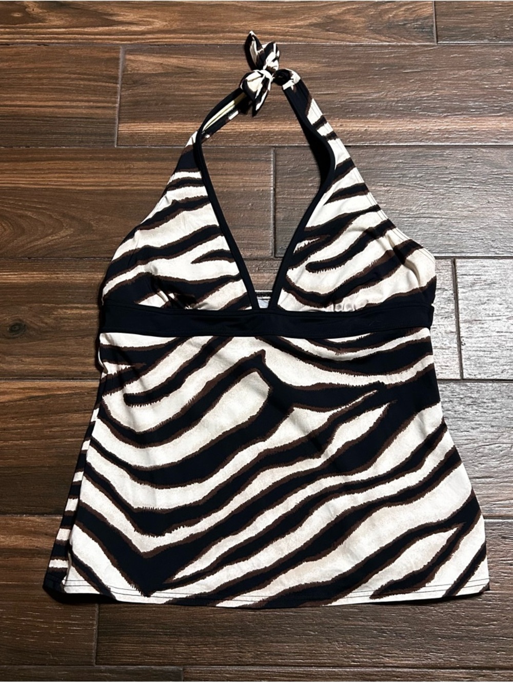 Michael Kors‎ Women’s Swim Tankini Top Only Halter Style Brown Zebra Print 12